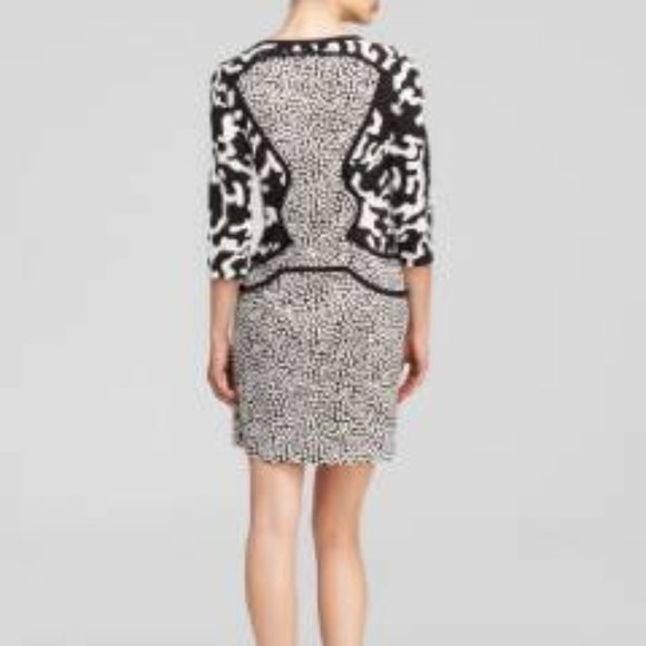 Diane von Furstenberg Black White Rose Heart Firebird Mosaic Silk Mini Dress 8 - Picture 3 of 13